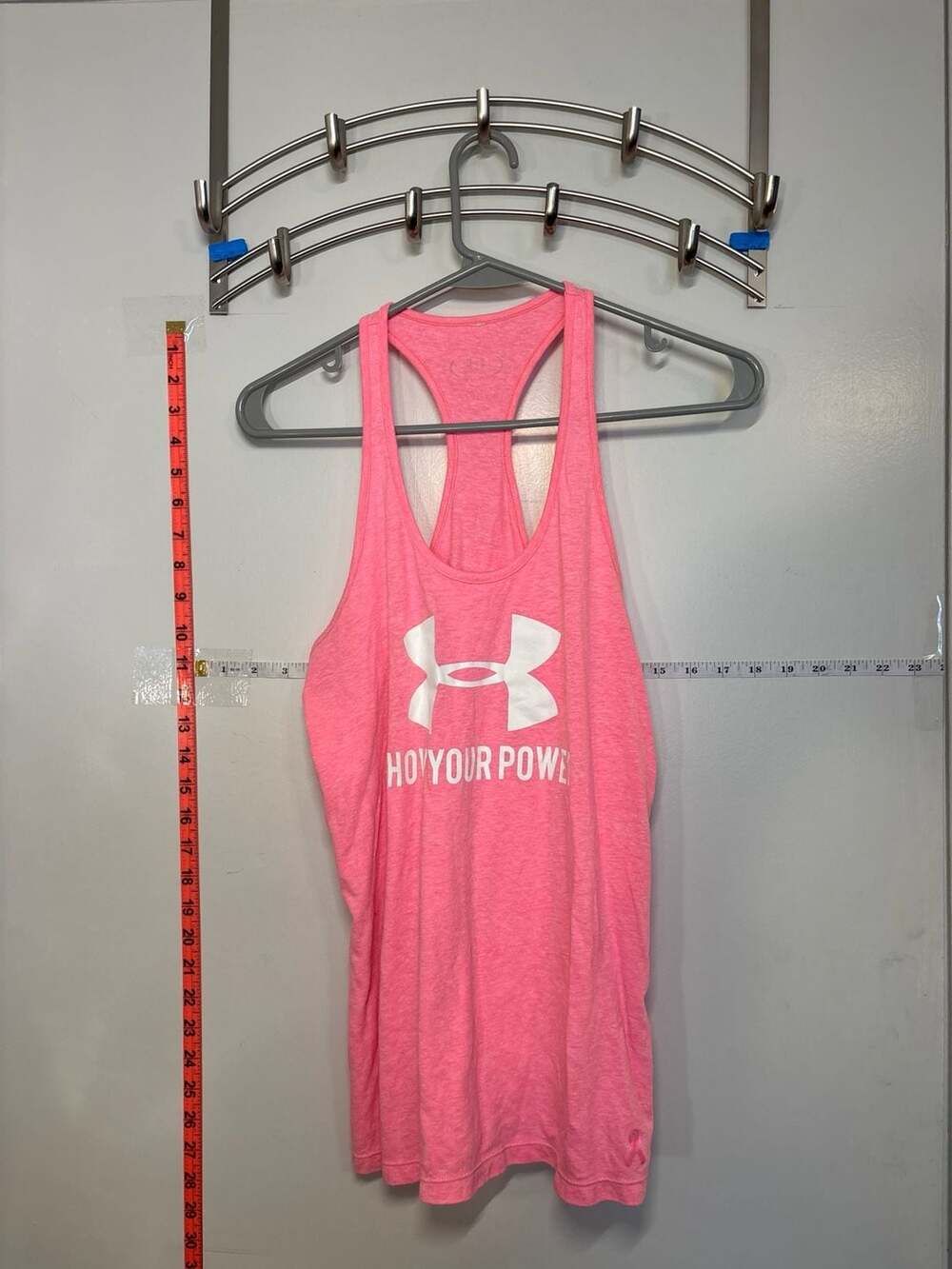 H: Under Armour Power In Pink Charged Cotton Racerback Tank Top small
